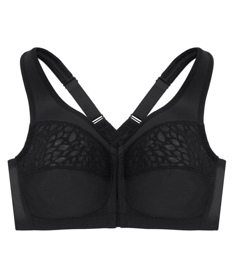 Glamorise MagicLift Wire-Free Front-Closure Racerback Bra - Black Bras